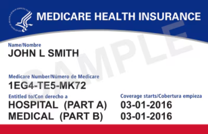 Sample Medicare card — the Medicare number is printed on the front